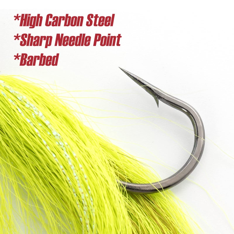 Dr.Fish 3 Pack Bucktail Jig Saltwater Fishing Jig Buck Tail Hair Lure Surf Fishing Bass/Striper/Mackerel/Halibut/Flouder Lure 1/2oz - Image 4